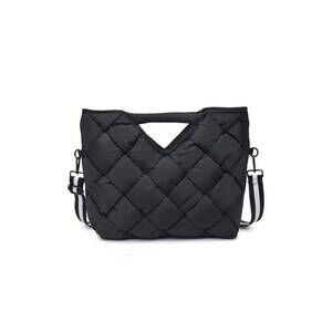 NEW SOL AND SELENE women's nylon tote crossbody bag in black